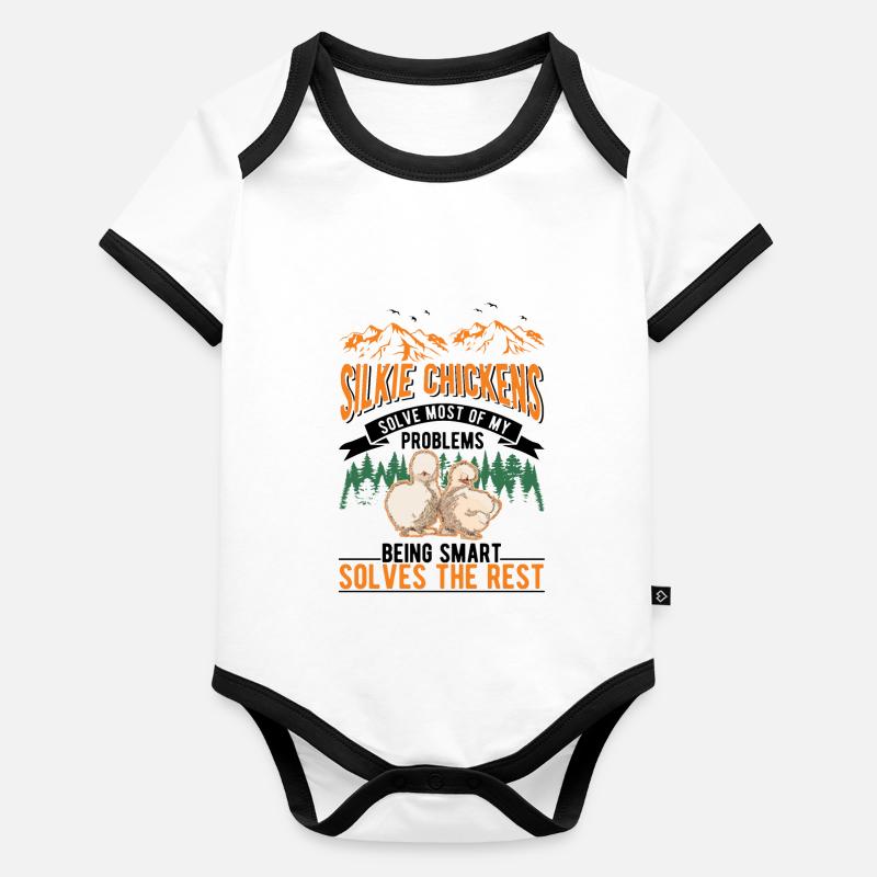 Silk Chicken Gift Silkie Chicken Organic Baby Contrasting Bodysuit
