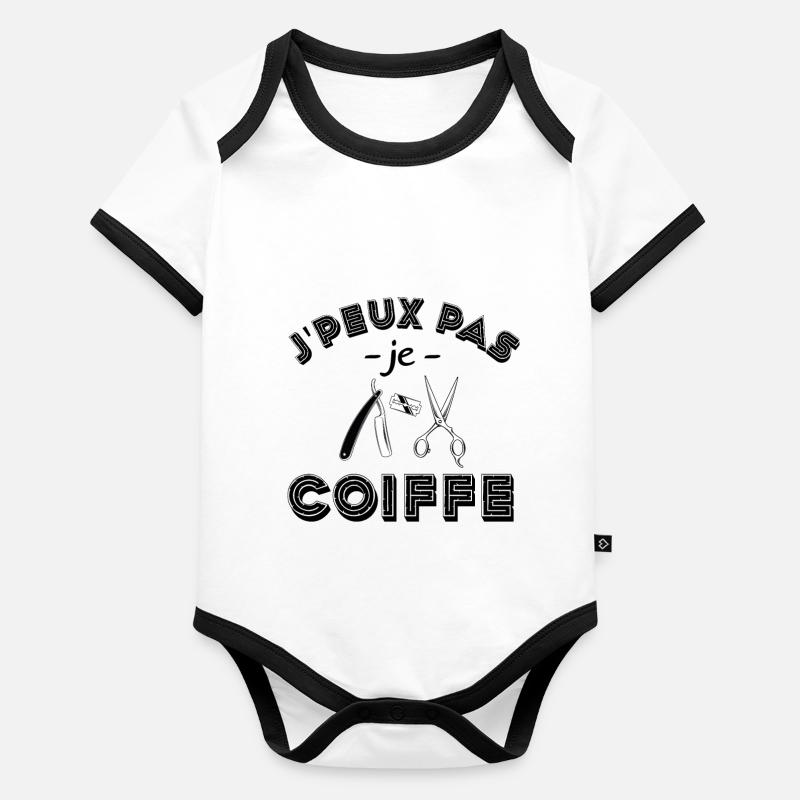 je peux pas je coiffe Body Bébé bio contrasté manches courtes