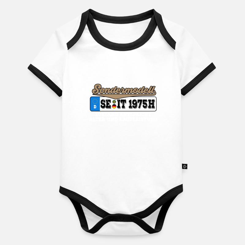 1975 Kennzeichen Geburtstag Baby Bio-Kurzarm-Kontrastbody