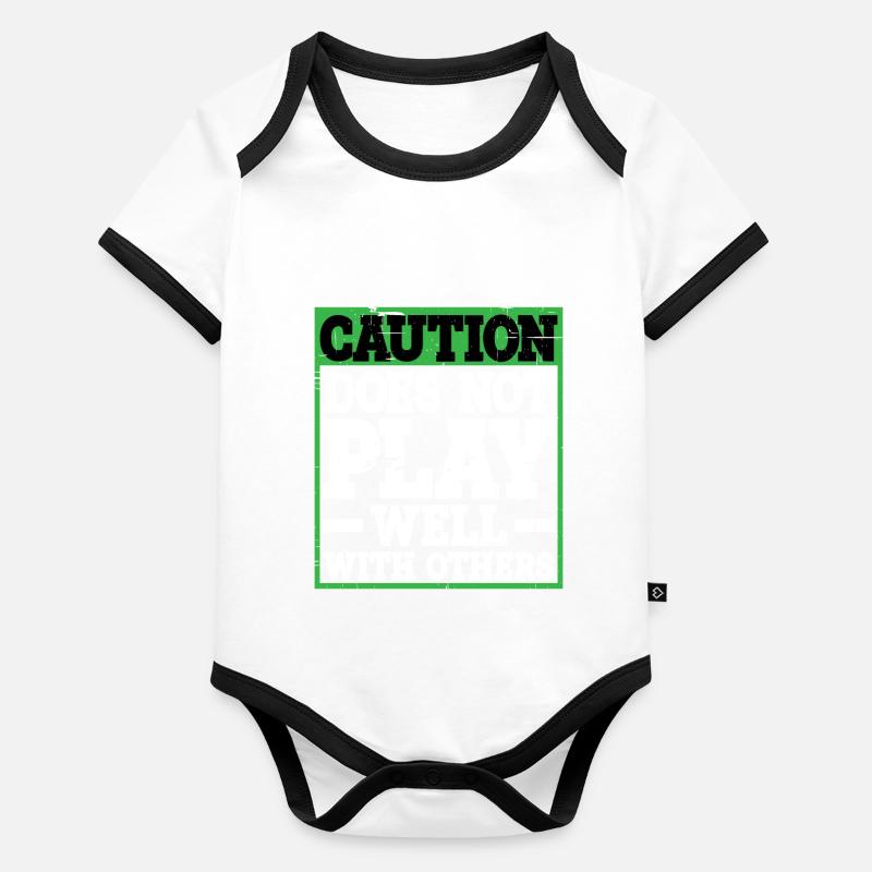 Caution, does not play well with others 31 Organic Baby Contrasting Bodysuit