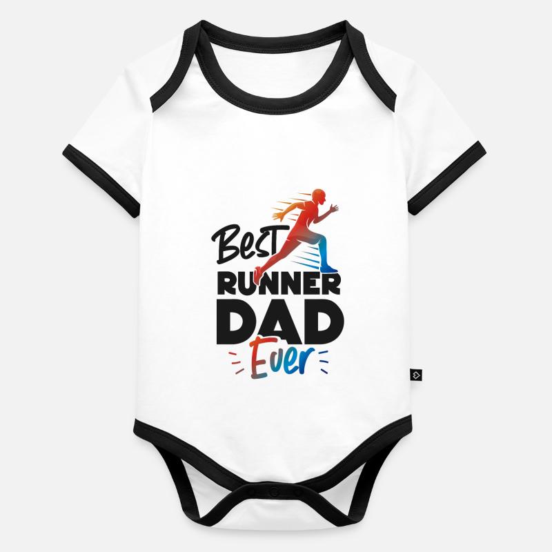 Coureur de course Semi-marathon Papa Body Bébé bio contrasté manches courtes