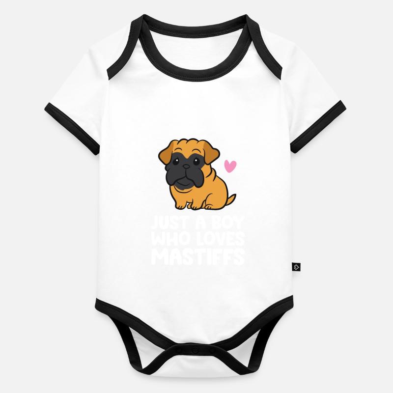 Just a Boy Who Loves Italian Mastiffs Organic Baby Contrasting Bodysuit