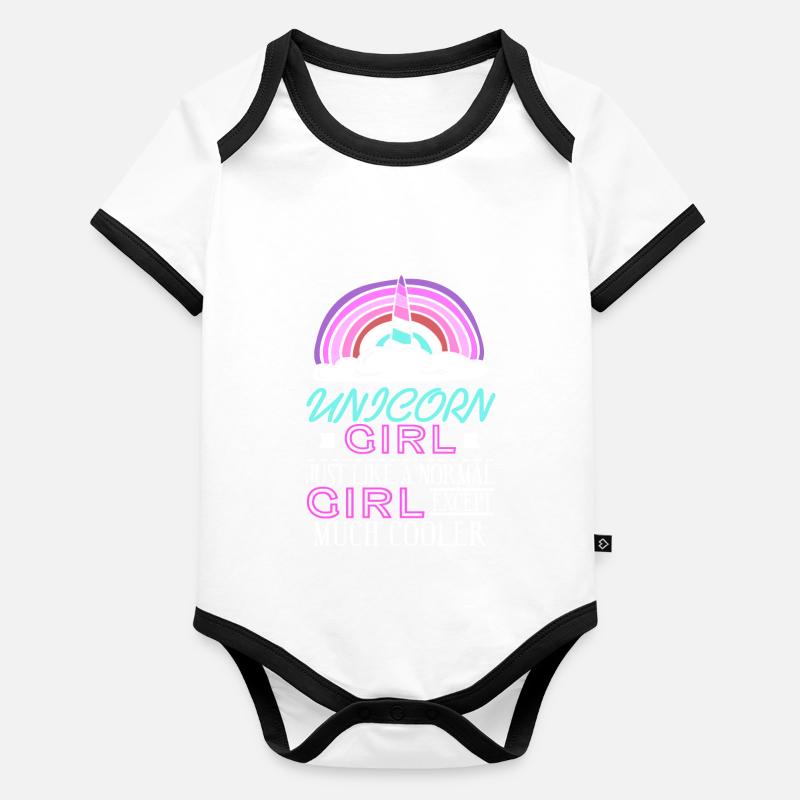 Fille licorne comme une fille normale sauf plus cool Body Bébé bio contrasté manches courtes