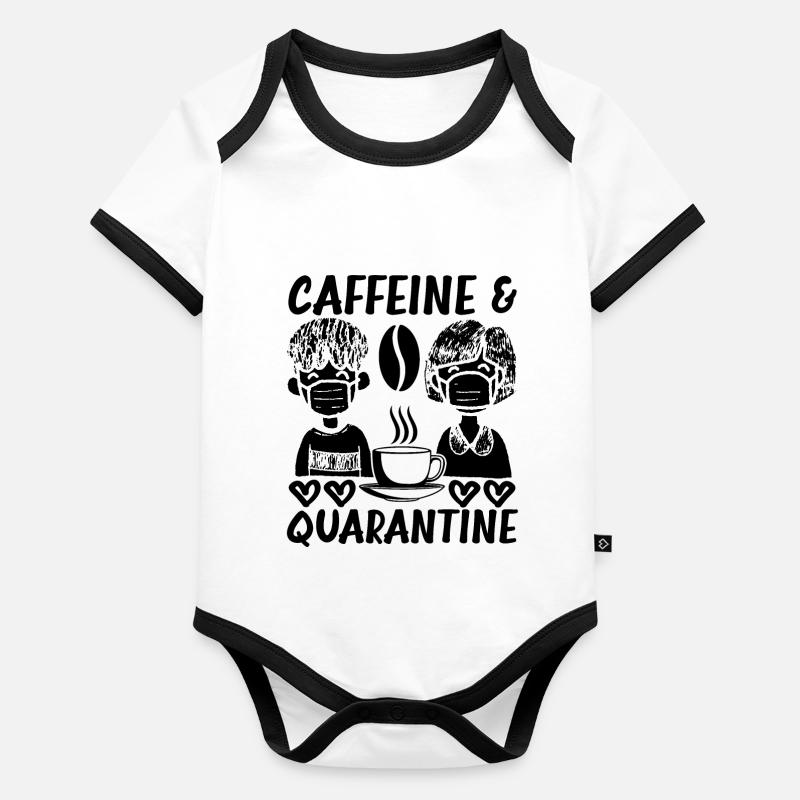 Caffeine And Quarantine Funny Social Distancing Baby Bio-Kurzarm-Kontrastbody