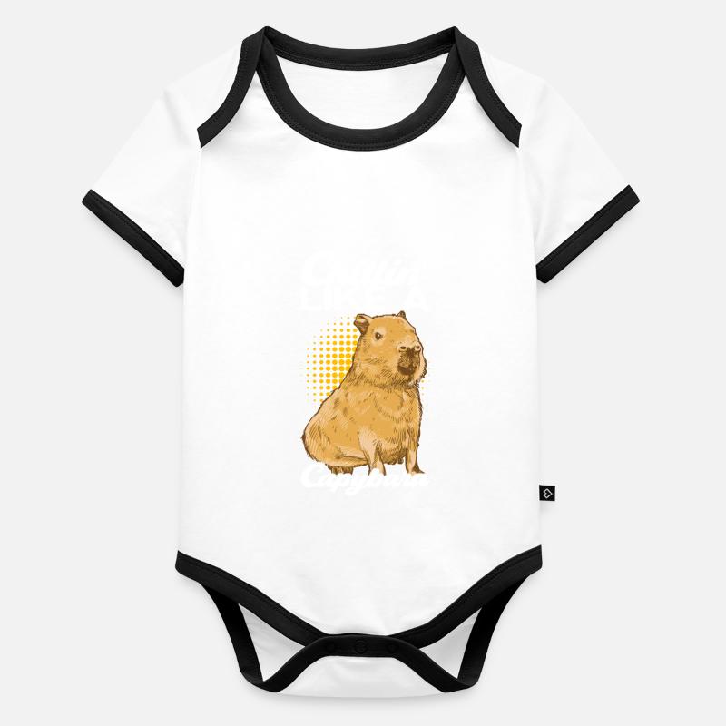 Capybara Wasserschwein Body Bébé bio contrasté manches courtes
