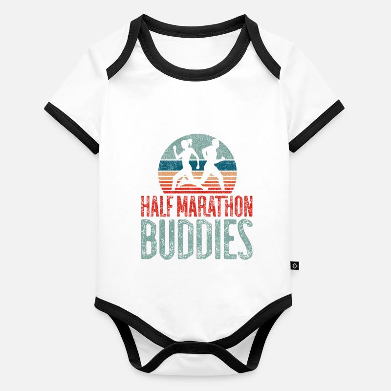 Running Runner Half Marathon Baby Bio-Kurzarm-Kontrastbody