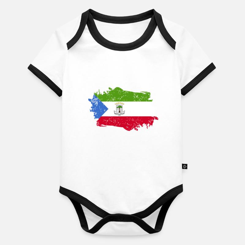 Drapeau de la Guinée équatoriale Body Bébé bio contrasté manches courtes