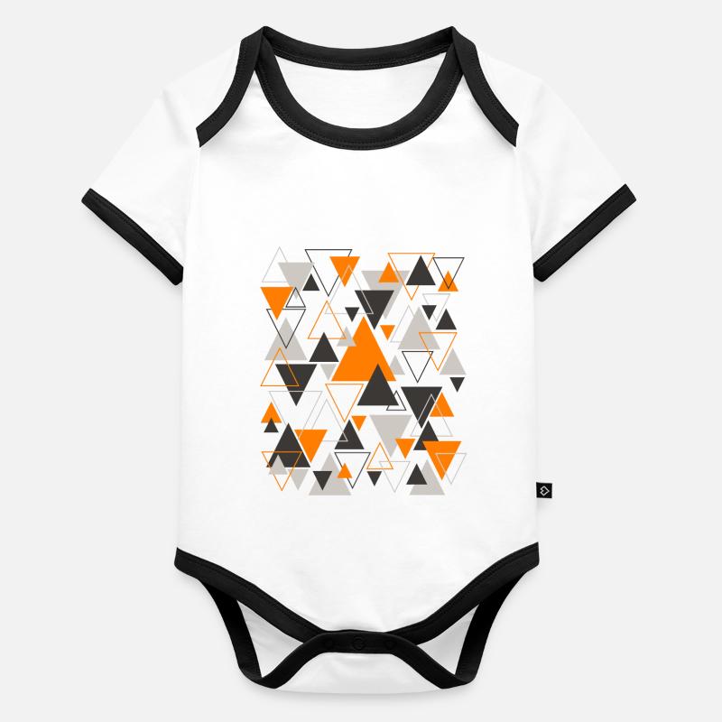 Dreieck Muster Design Orange Baby Bio-Kurzarm-Kontrastbody