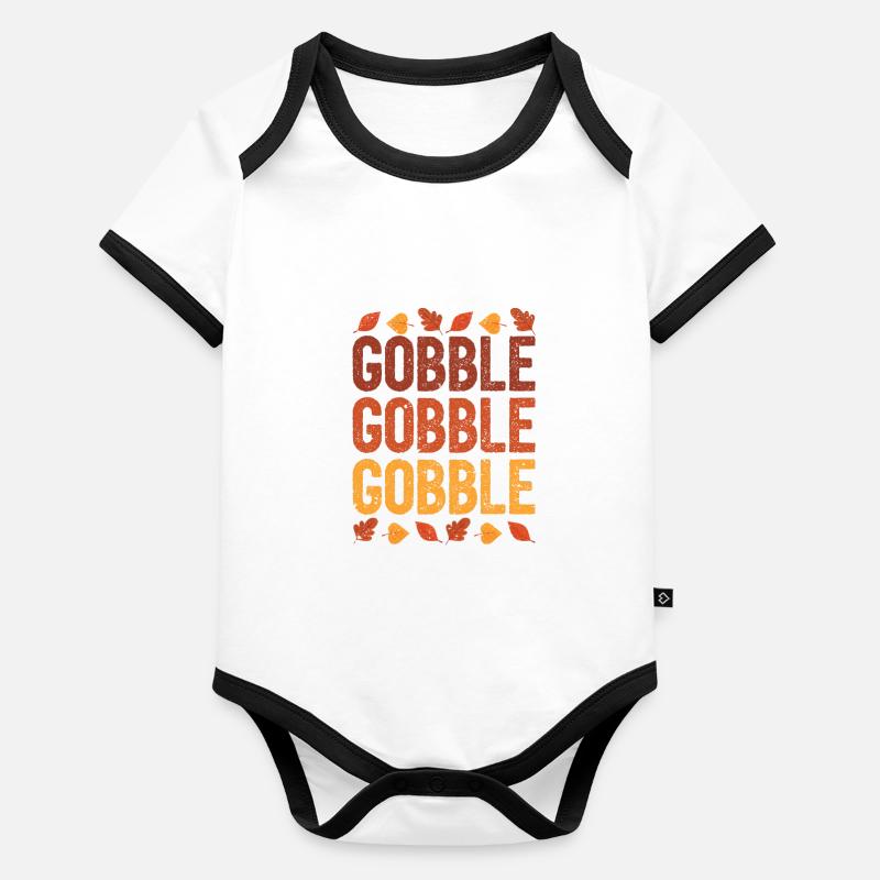 Fun Turkey Gobble Gobble Thanksgiving Dinner Organic Baby Contrasting Bodysuit