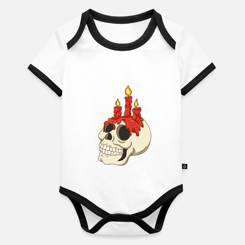Crâne de décoration d’Halloween Body Bébé bio contrasté manches courtes