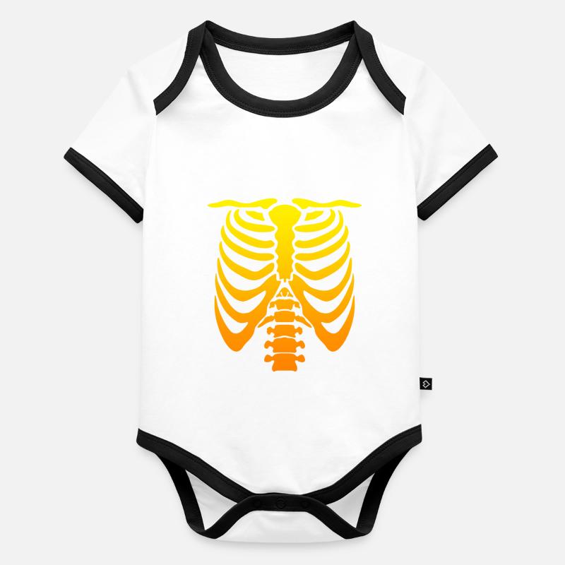 Squelette de costume d’Halloween Body Bébé bio contrasté manches courtes