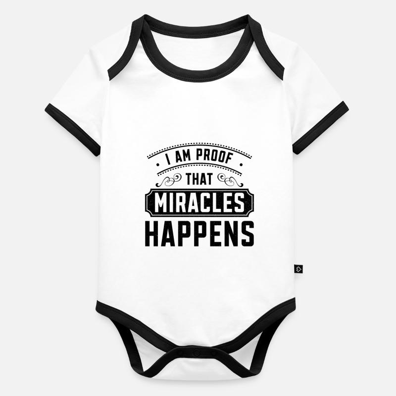 I Am Proof That Miracles Happen Christian Baby Bio-Kurzarm-Kontrastbody
