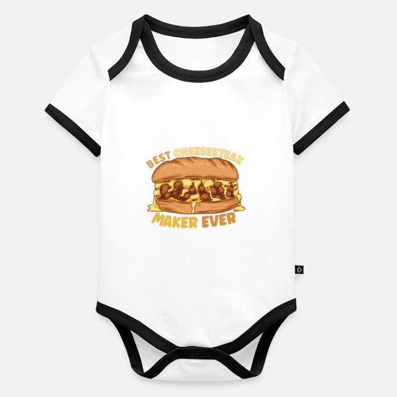 Cheesesteak Cheesesteak Rolls Philly Cheesesteak Body Bébé bio contrasté manches courtes