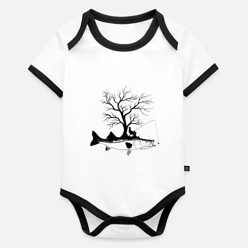 Arbre graphique - Fish Snook Body Bébé bio contrasté manches courtes