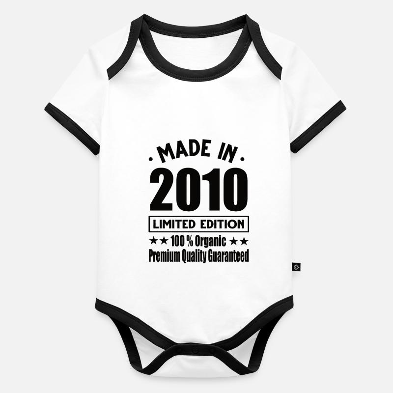 Fabriqué en 2010 Vintage Rétro Édition Limitée Body Bébé bio contrasté manches courtes