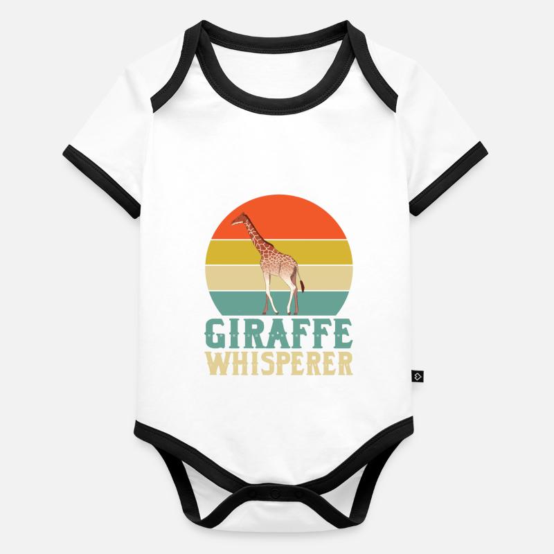 Chuchoteur de girafe Body Bébé bio contrasté manches courtes