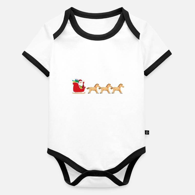 Pferd Weihnachtsmann Weihnachtsschlitten - Funny Baby Bio-Kurzarm-Kontrastbody