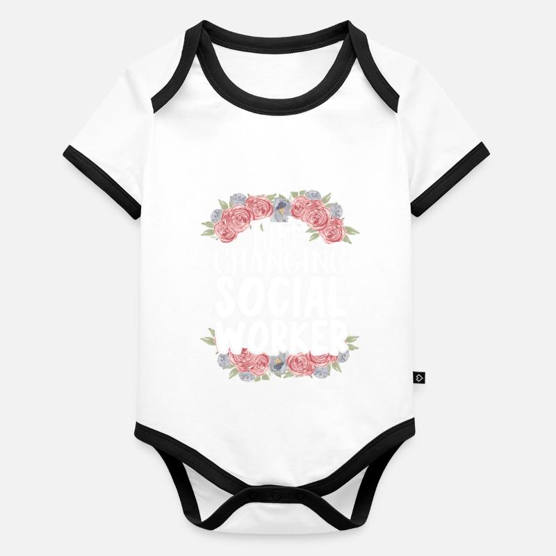 School Social Work Month Flowers Organic Baby Contrasting Bodysuit