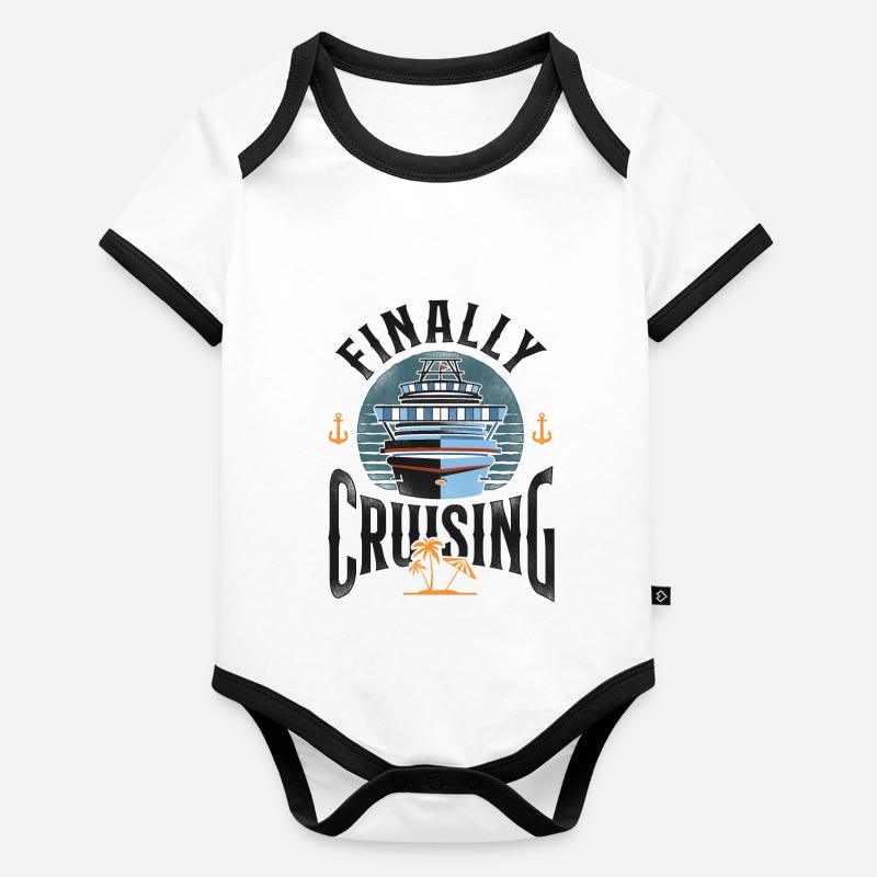 Vacances en bateau de croisière enfin Body Bébé bio contrasté manches courtes