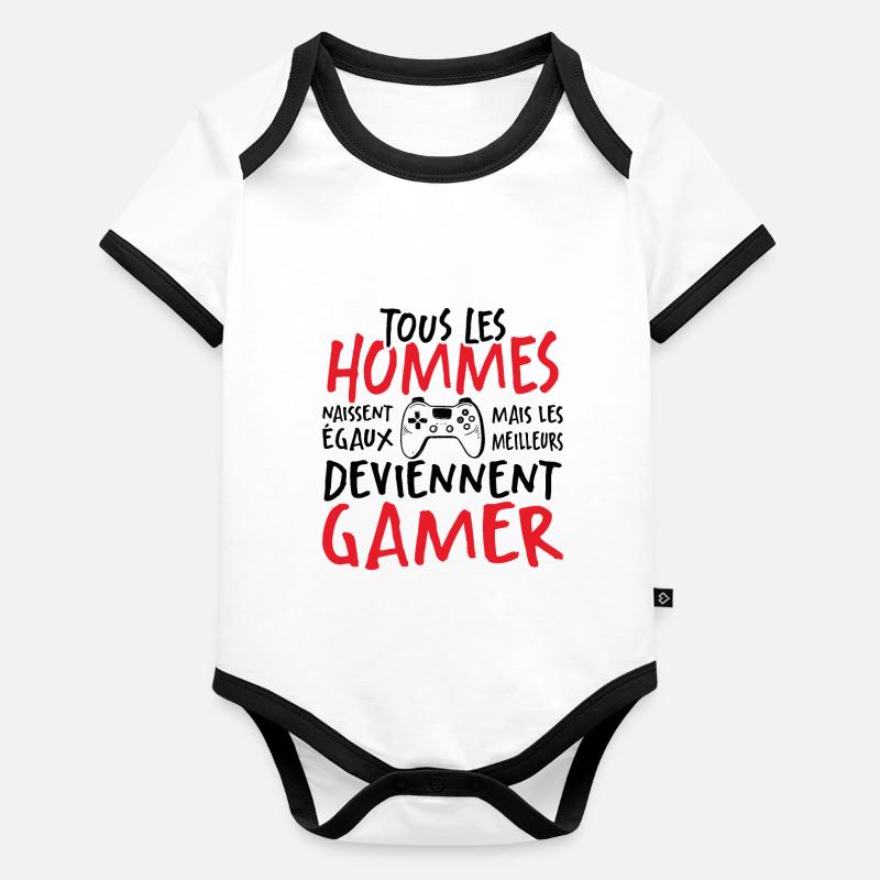 Les Meilleurs Hommes Deviennent Gamer Body Bébé bio contrasté manches courtes
