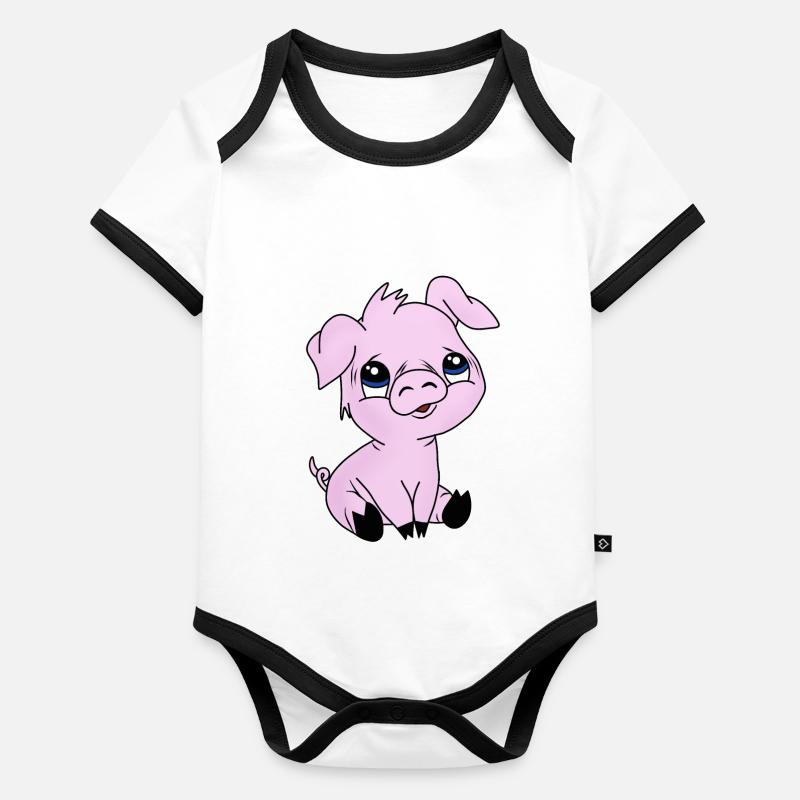 Cochon Body Bébé bio contrasté manches courtes
