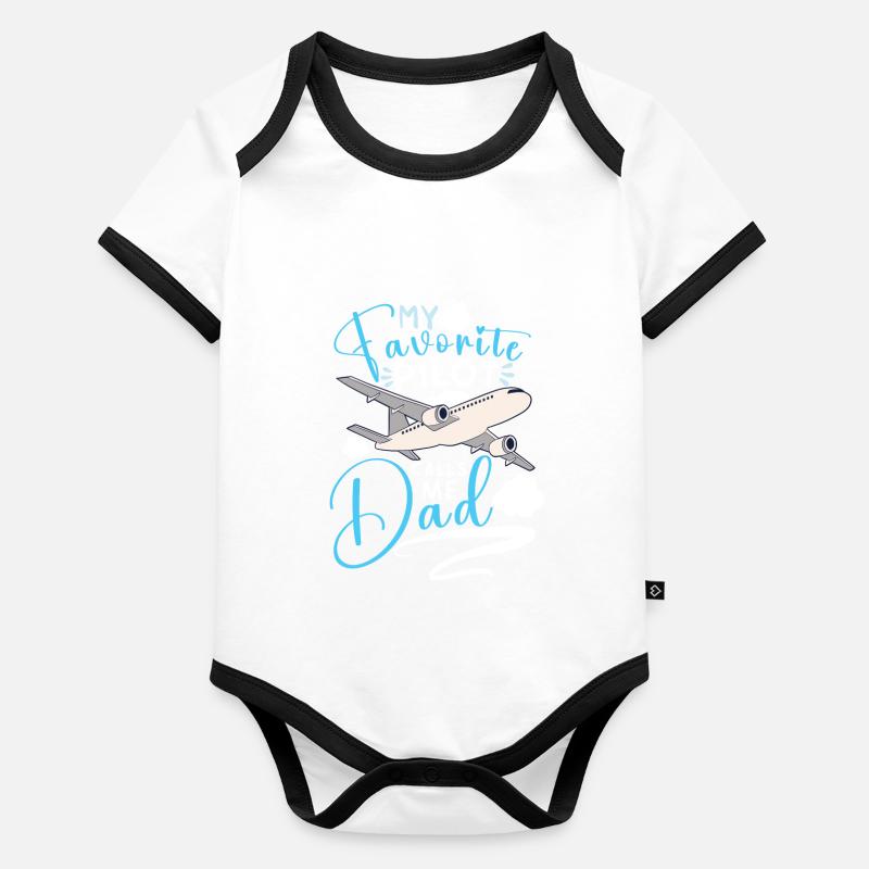 Pilot Aviation Airplane Airline Captain Aviator Baby Bio-Kurzarm-Kontrastbody