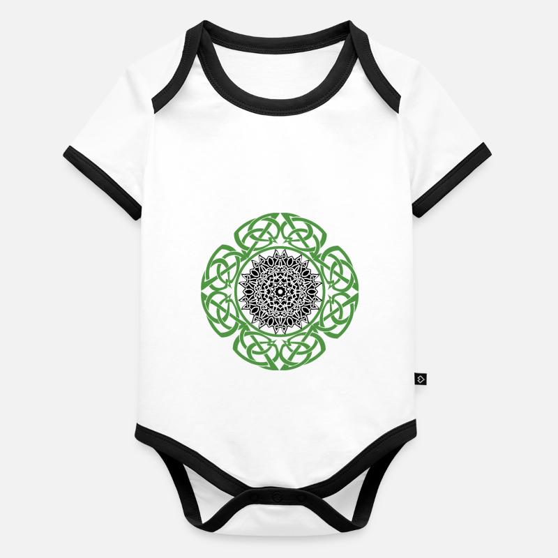 Irlande celtique Viking Celtic Knot Pattern Tree Body Bébé bio contrasté manches courtes