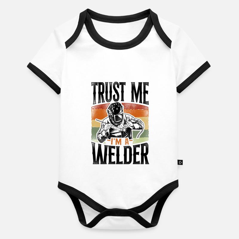 Welder Welding Vintage Retro Trust Organic Baby Contrasting Bodysuit