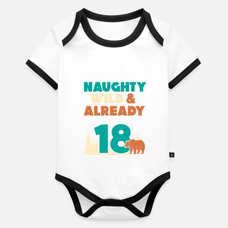 18 Jahre Geburtstag Bär Baby Bio-Kurzarm-Kontrastbody