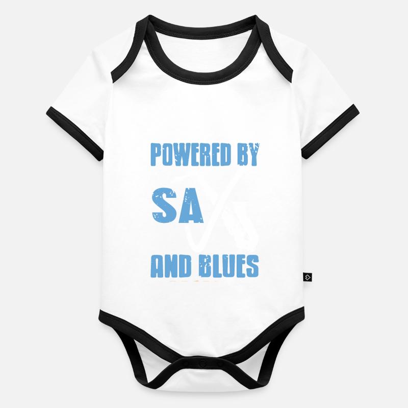 Powered By SAX And Blues Cool Retro Designs Baby Bio-Kurzarm-Kontrastbody