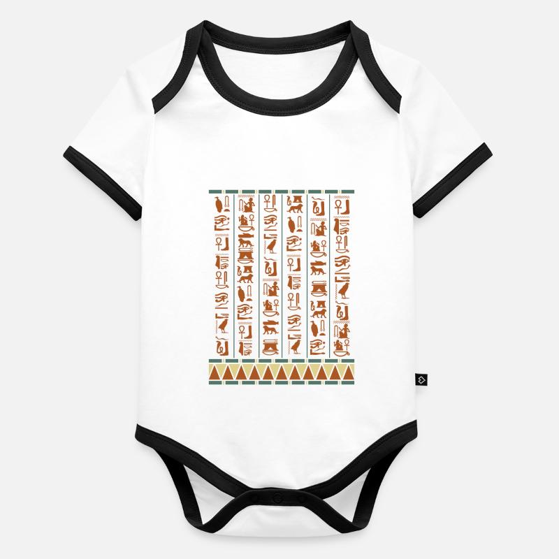 Hieroglyphics Pyramids Ancient Egypt Organic Baby Contrasting Bodysuit