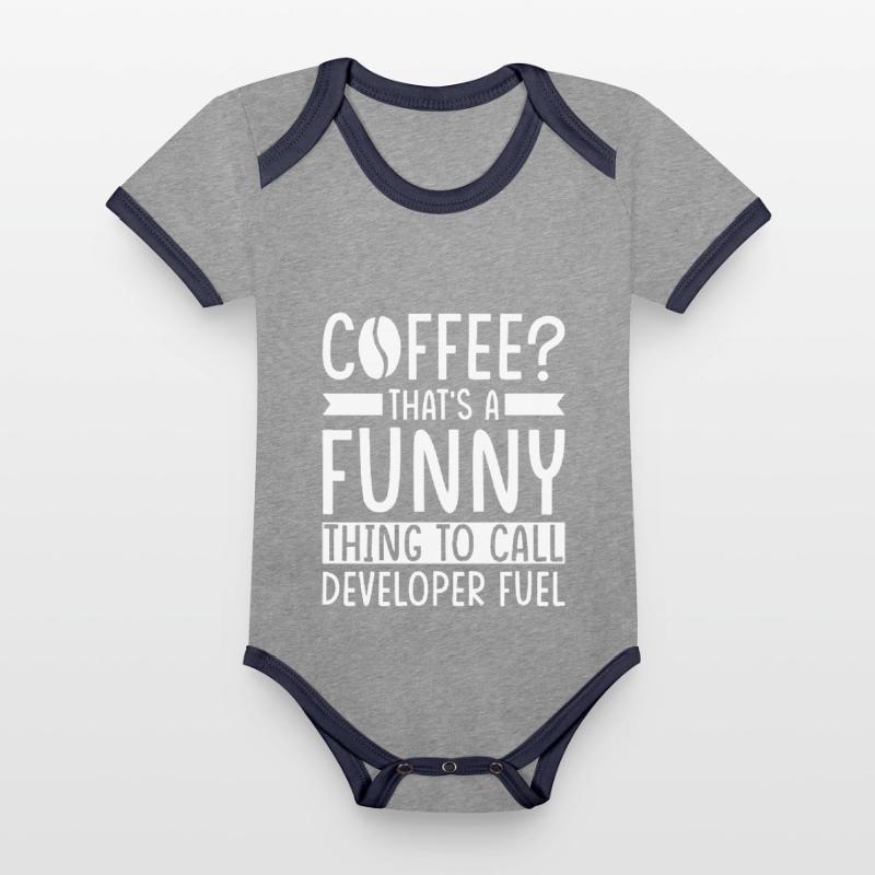 Developer Coffee Slogan Software Developer Organic Baby Contrasting Bodysuit