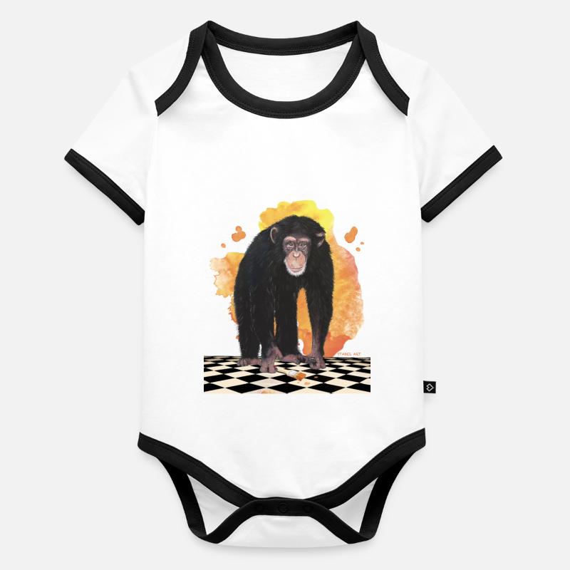 Chimpanzé Body Bébé bio contrasté manches courtes