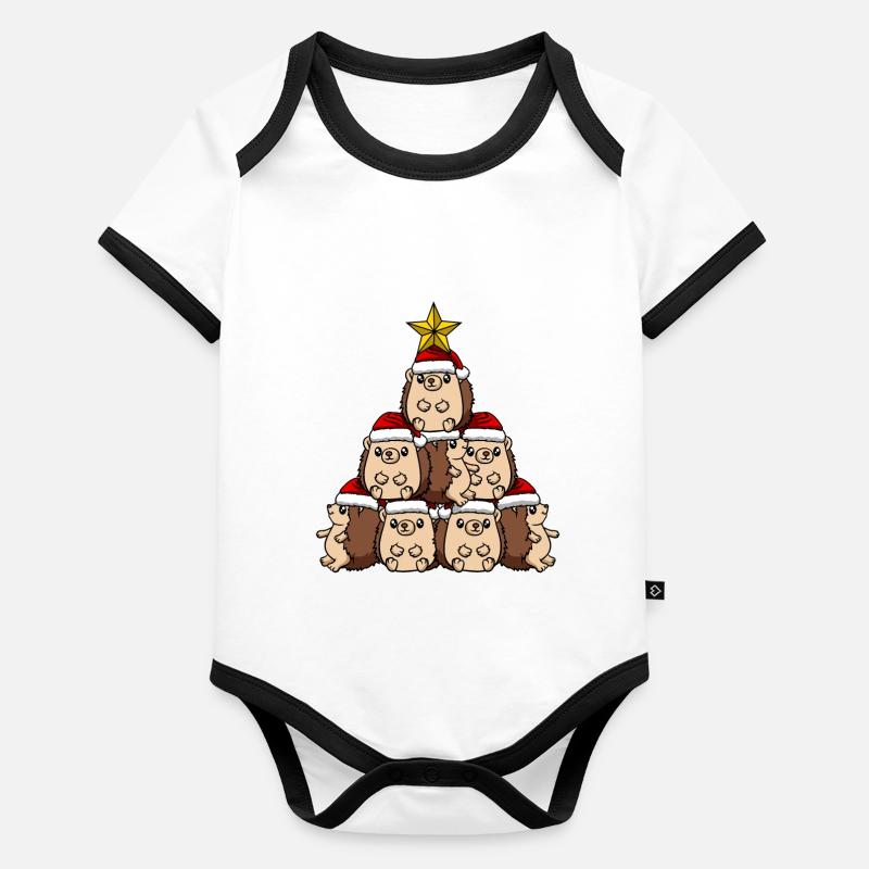 Arbre de Noël hérisson Body Bébé bio contrasté manches courtes