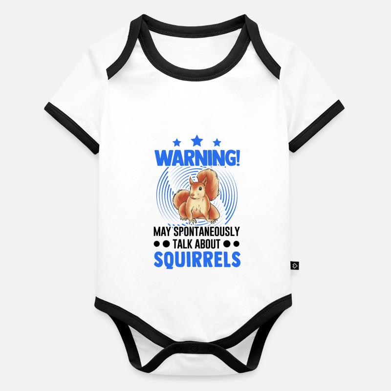 Avertissement Écureuil Écureuil gris Body Bébé bio contrasté manches courtes