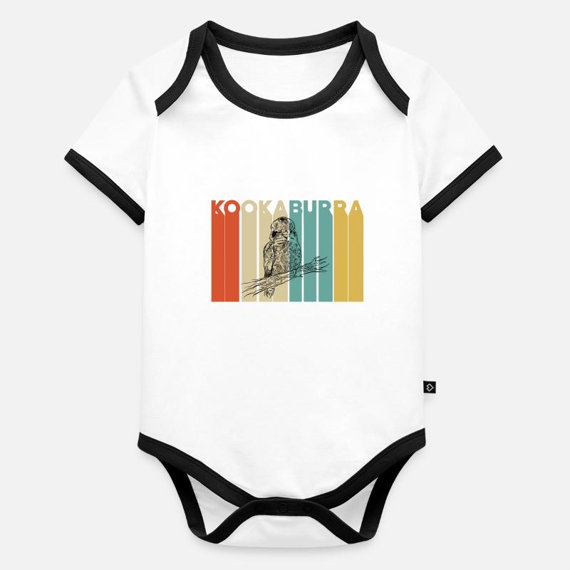 Retro Kookaburra Oiseau Body Bébé bio contrasté manches courtes