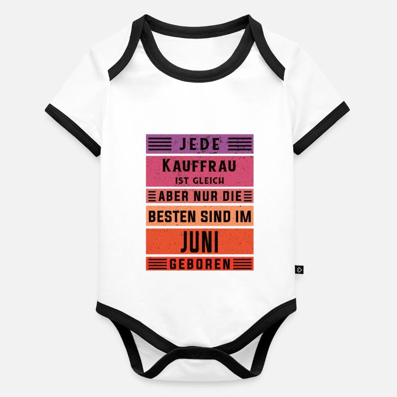 Einzelhändler Geburtstag Juni geboren Kauffrau Baby Bio-Kurzarm-Kontrastbody