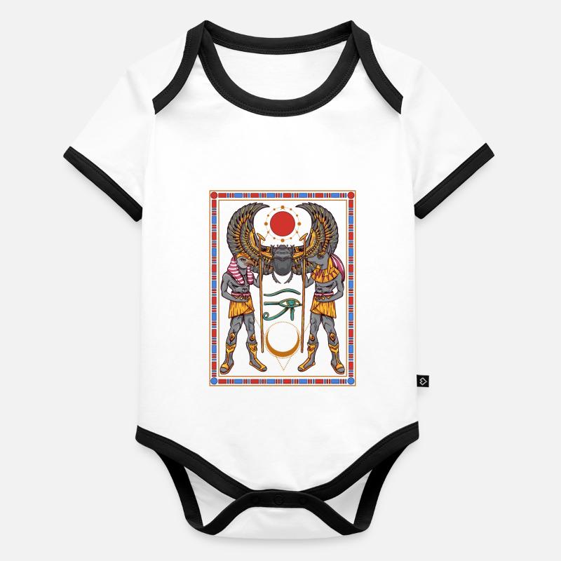 Dieux égyptiens Ra Horus Hiéroglyphe Body Bébé bio contrasté manches courtes