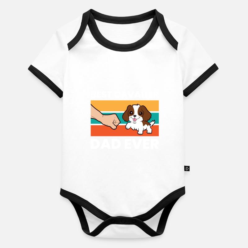 Meilleur Cavalier Papa Jamais Cavalier King Charles Body Bébé bio contrasté manches courtes