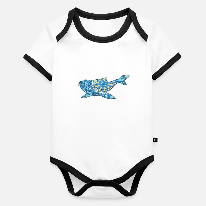 Mandala Whale Geometry Pattern Organic Baby Contrasting Bodysuit