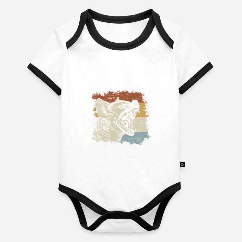 Hyène rétro Body Bébé bio contrasté manches courtes