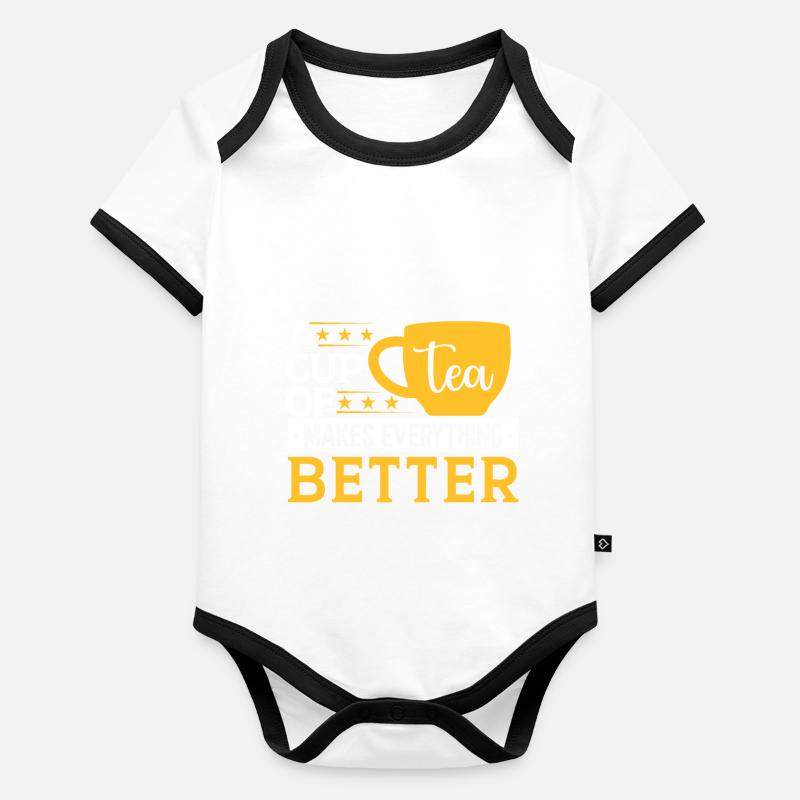 Teetrinker Teeliebhaber Geschenk Tee Baby Bio-Kurzarm-Kontrastbody