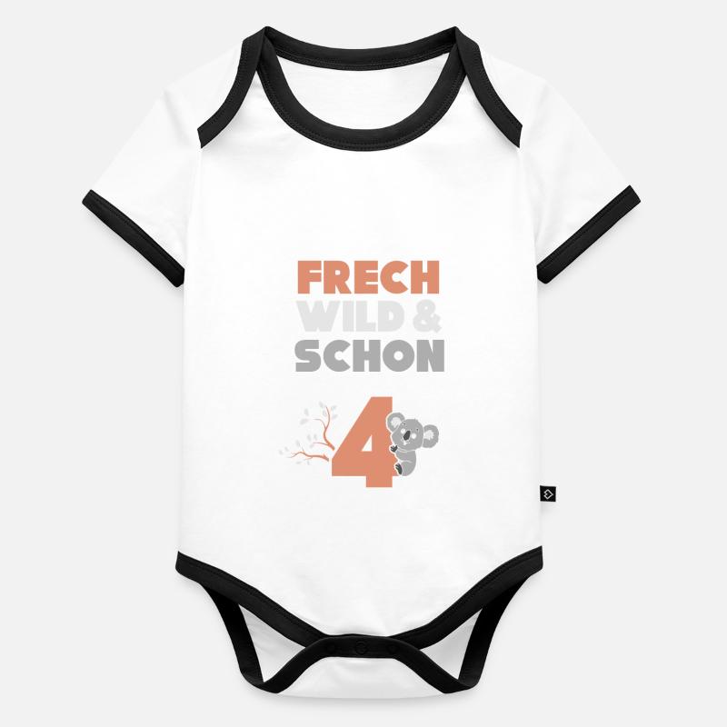 4 Jahre Geburtstag Junge Mädchen Koala Baby Bio-Kurzarm-Kontrastbody