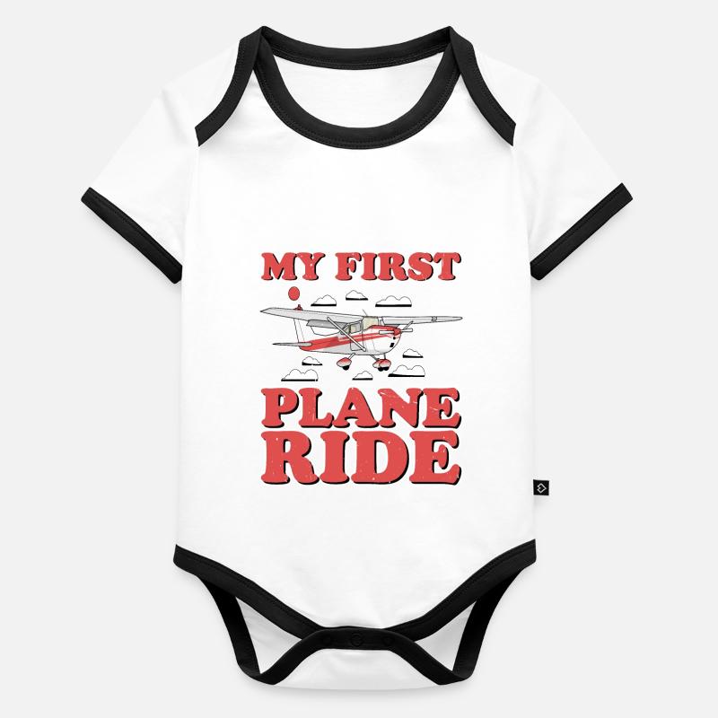 My First Plane Ride 50 Baby Bio-Kurzarm-Kontrastbody