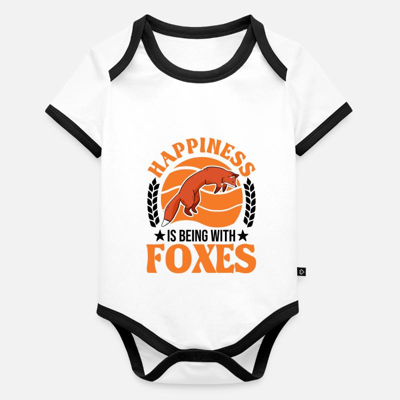 Le bonheur, c’est d’être avec Foxes Fuchs Body Bébé bio contrasté manches courtes