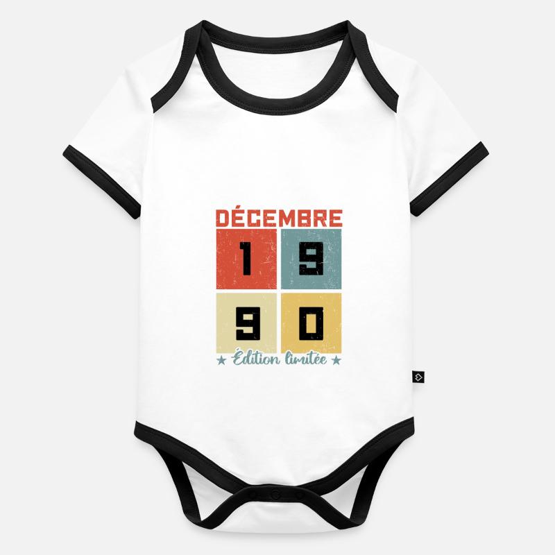 cadeau DÉCEMBRE 1990 ÉDITION LIMITÉE Body Bébé bio contrasté manches courtes