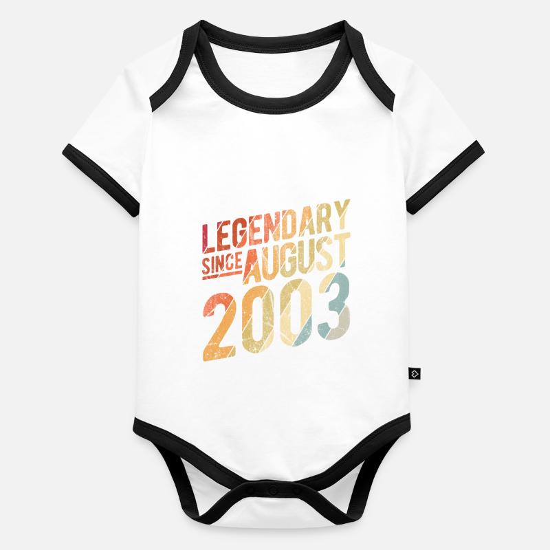 20th Birthday Gift Legendary Since August 2003 20 Baby Bio-Kurzarm-Kontrastbody