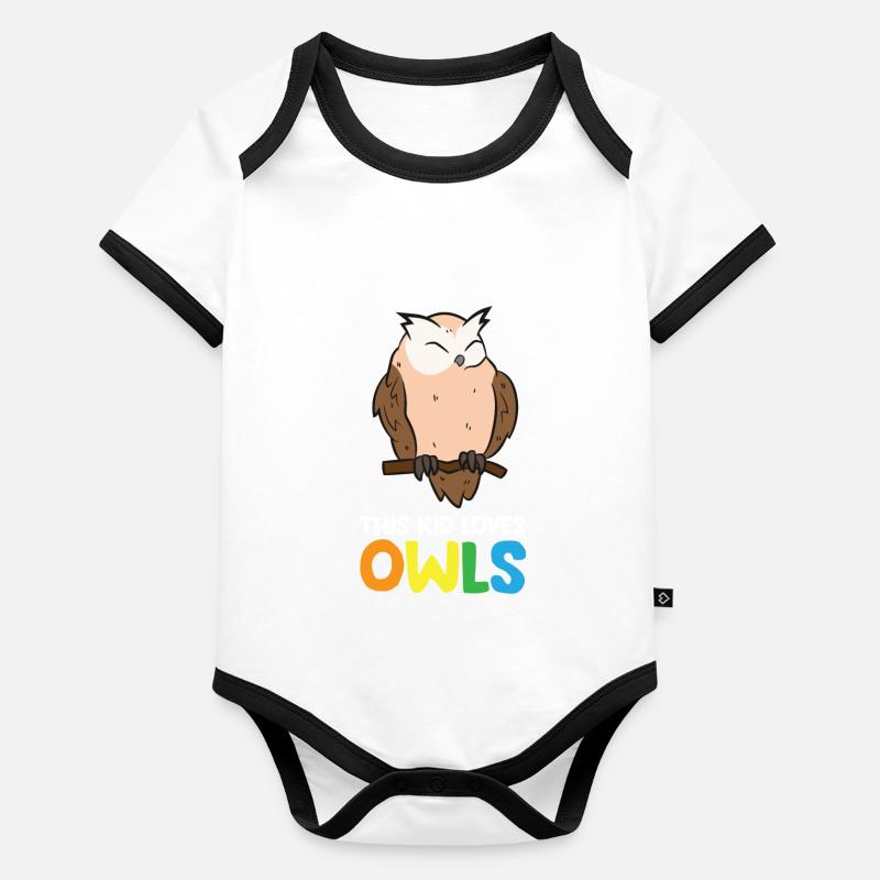 Dieses Kind liebt Eulen Jungen und Mädchen Baby Bio-Kurzarm-Kontrastbody