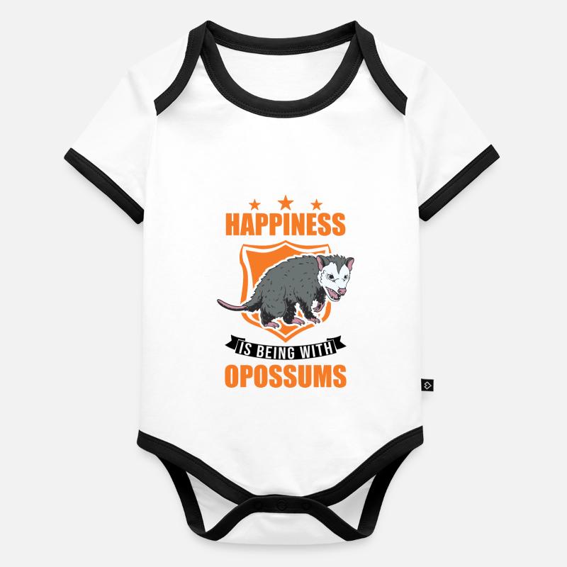 Happiness is being with Opossums Beutelratte Baby Bio-Kurzarm-Kontrastbody
