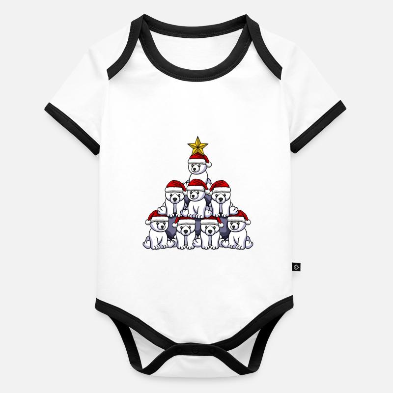 Polar Bear Christmas Tree Organic Baby Contrasting Bodysuit